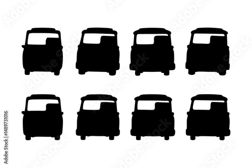 Food truck with serving window black silhouette vector illustration