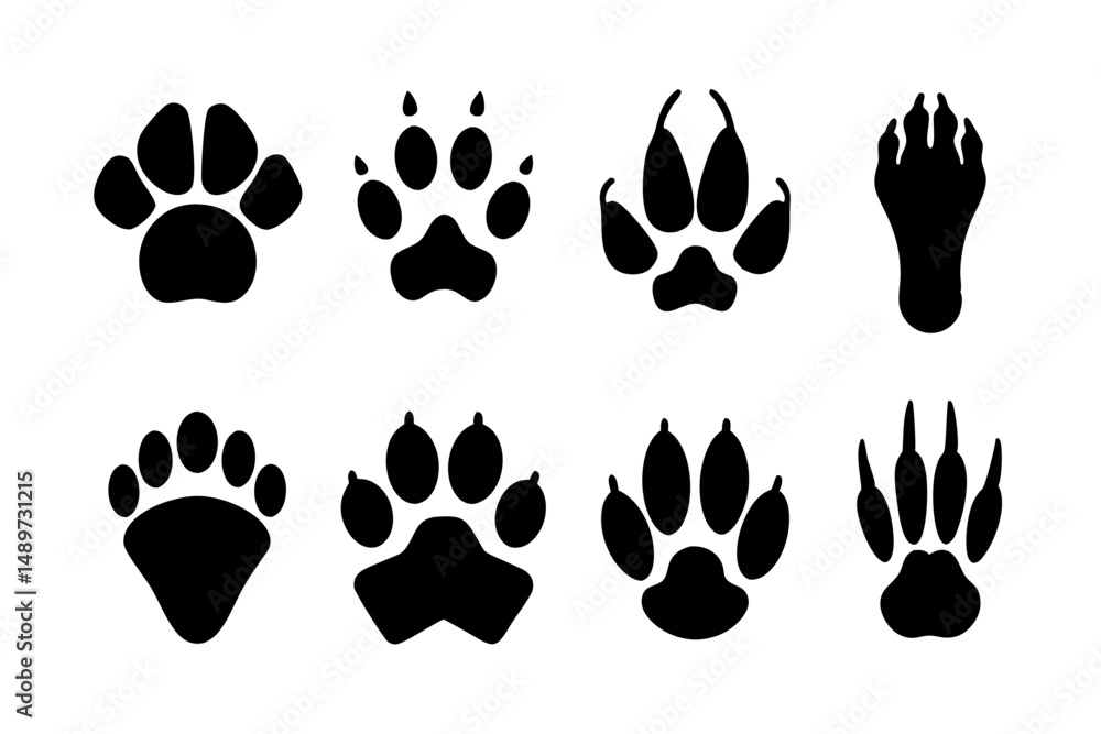 Footprints of animals black silhouette icon vector illustration Footprints of animals black silhouette icon vector illustration