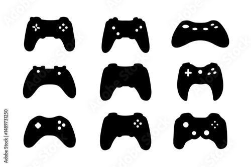 Game controller black silhouette icon isolated on white vector illustration