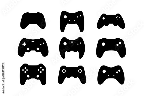 Game controller black silhouette icon isolated on white vector illustration