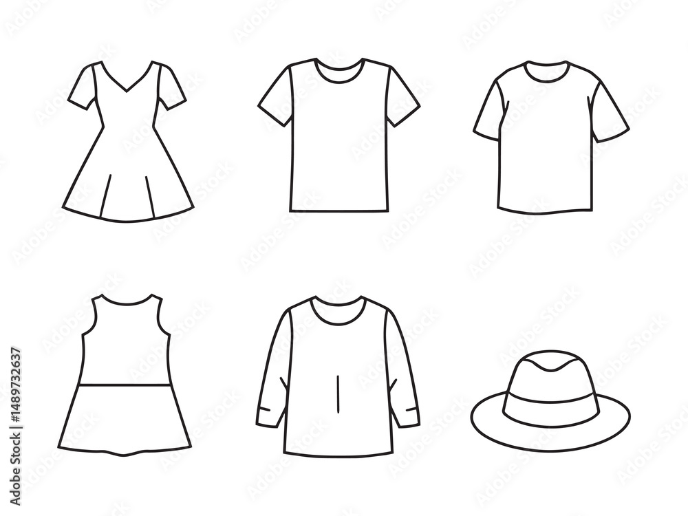 Custom Apparel line art vector illustration Custom Apparel line art vector illustration