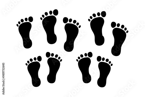 Man Footprints Black Silhouette Vector Illustration