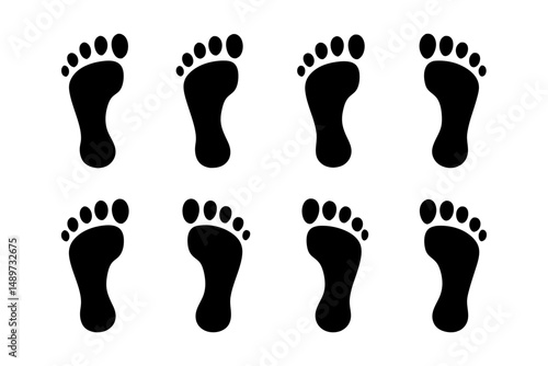 Man Footprints Black Silhouette Vector Illustration