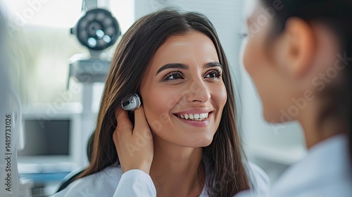 Skilled Audiologist Conducting Hearing Test in Clinic