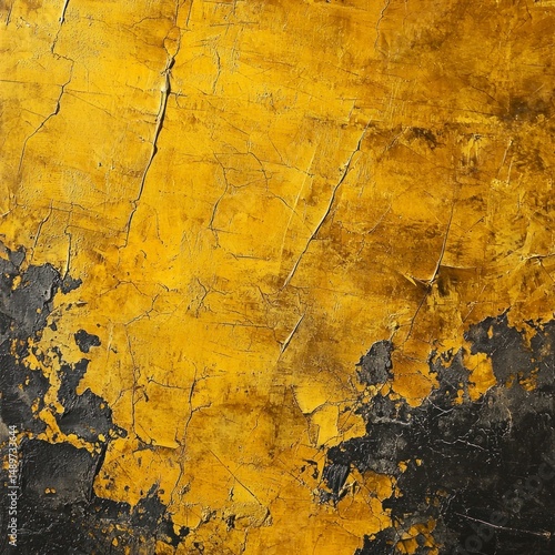 Abstract Yellow and Black Texture with Rough Surface Elements