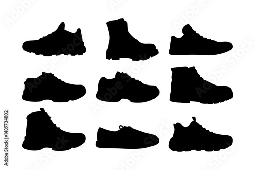 Shoes Black Silhouette Icon Isolated on White Vector Illustration