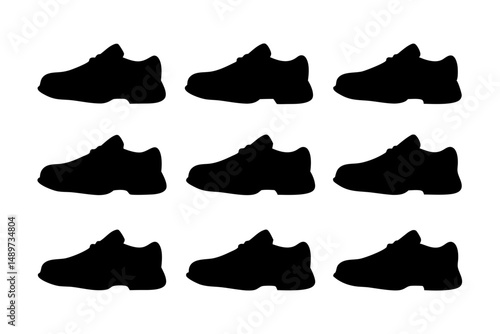Shoes Black Silhouette Icon Isolated on White Vector Illustration