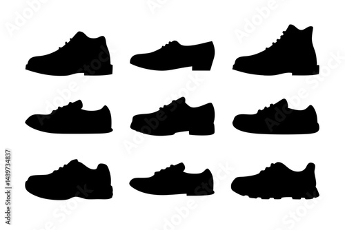 Shoes Black Silhouette Icon Isolated on White Vector Illustration