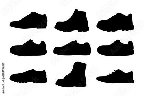 Shoes Black Silhouette Icon Isolated on White Vector Illustration