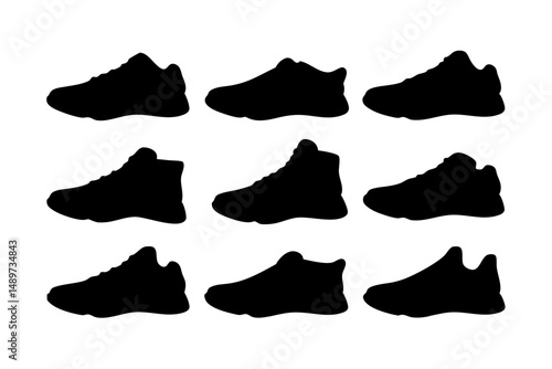 Shoes Black Silhouette Icon Isolated on White Vector Illustration