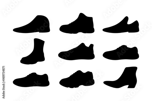 Shoes Black Silhouette Icon Isolated on White Vector Illustration