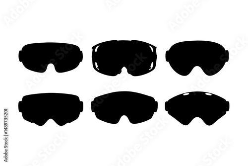 Ski Goggles Black Silhouette Vector Illustration