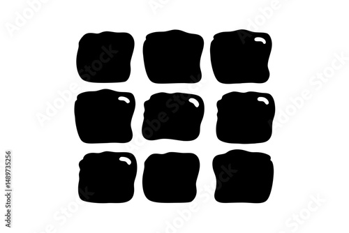 Slice of Toast with Jam or Marmalade Black Silhouette Vector Illustration