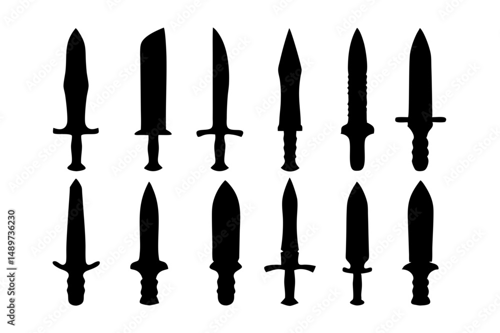 Swords Black Silhouette Icon Isolated on White Vector Illustration Swords Black Silhouette Icon Isolated on White Vector Illustration