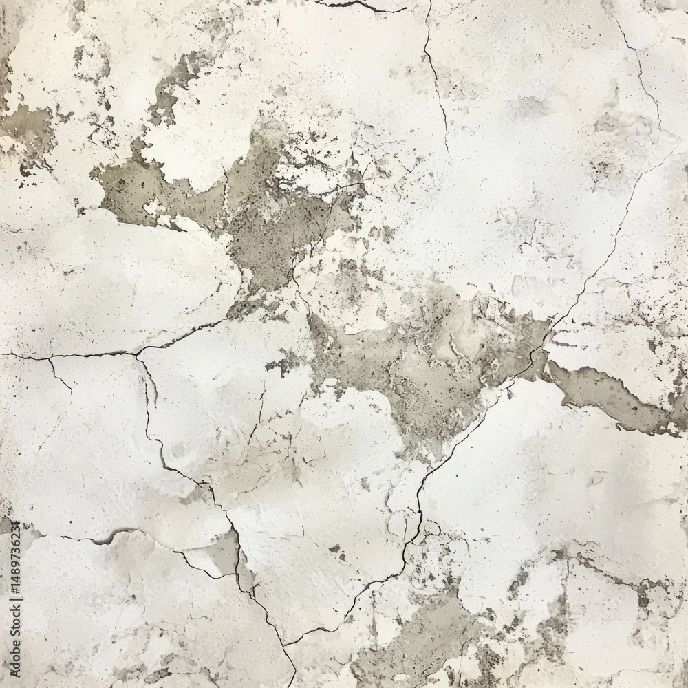 Obraz premium Distressed White Surface with Textured Cracks for Background Use