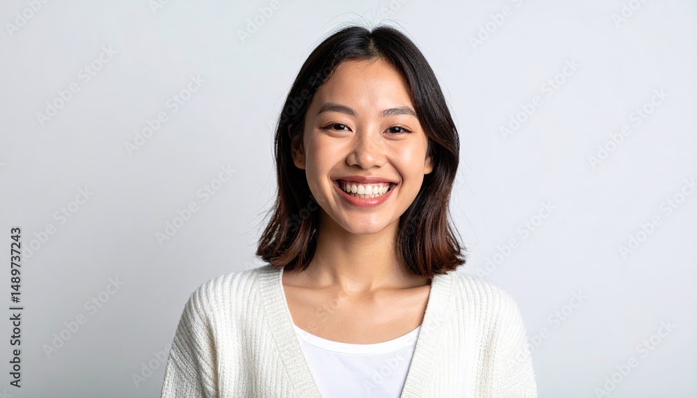 Smiling young woman against a neutral backdrop. Smiling young woman against a neutral backdrop.