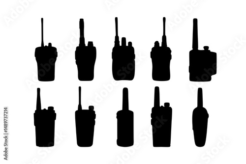 Walkie Talkie Black Silhouette Icon Vector Illustration