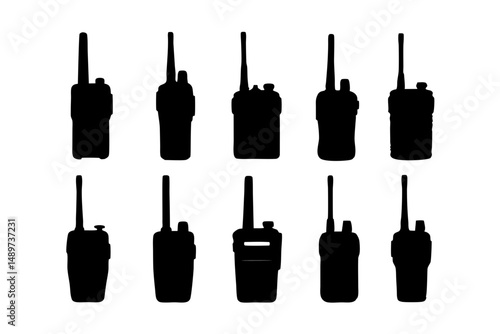 Walkie Talkie Black Silhouette Icon Vector Illustration