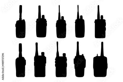 Walkie Talkie Black Silhouette Icon Vector Illustration
