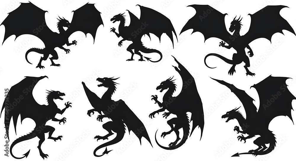 Fototapeta Shadow Dragons: A Silhouetted Flight