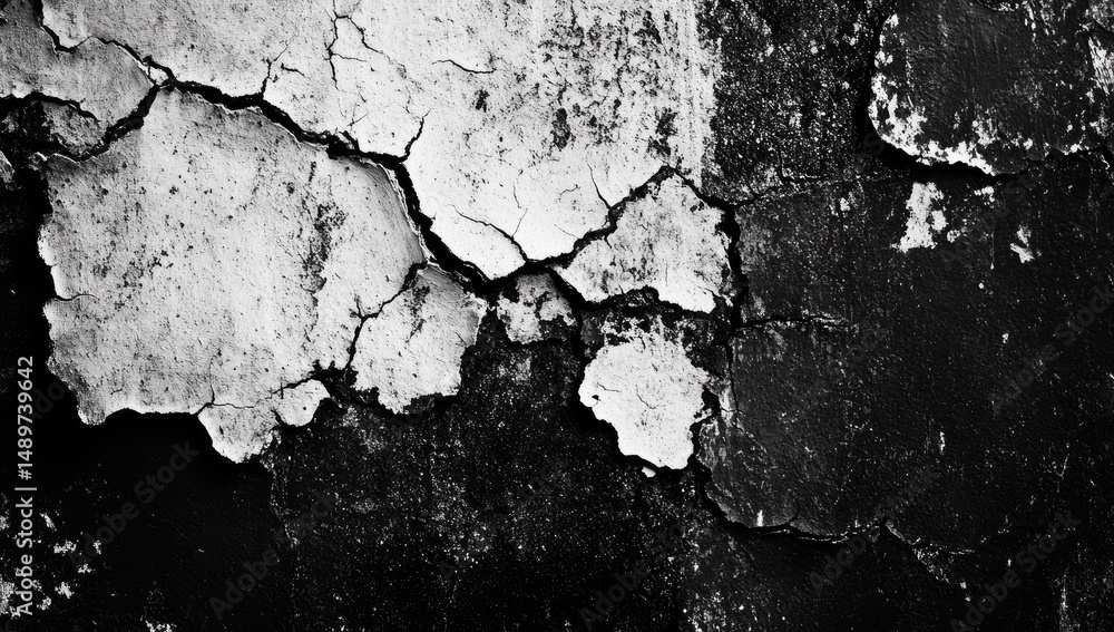Obraz premium Cracked, weathered surface. Dark, aged texture with deep fissures and peeling paint