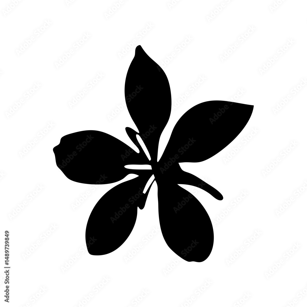 Fototapeta premium Black Jasmine Flower Minimalist Silhouette vector illustration