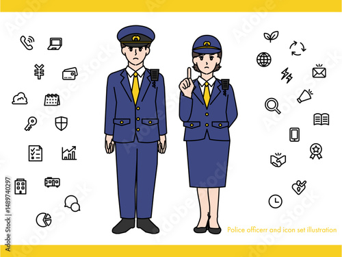 消防士の男性女性のイラスト素材セットA（全身・バストアップ 感情豊かな表情＆ポーズ）