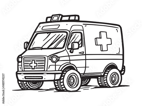 Wallpaper Mural Ambulance vector line art illustration Torontodigital.ca