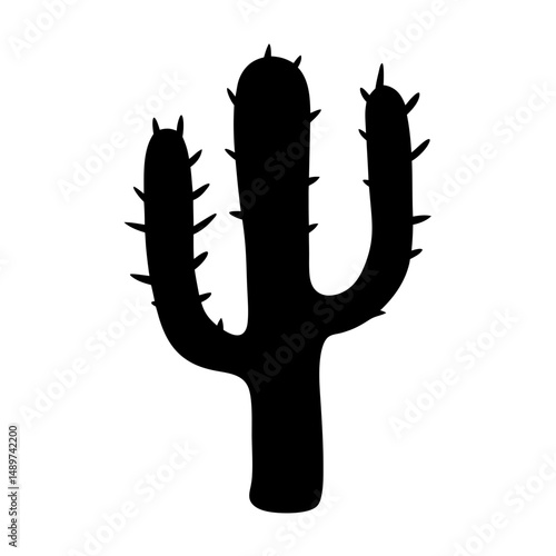 cactus desert black silhouette icon isolated on white vector illustration