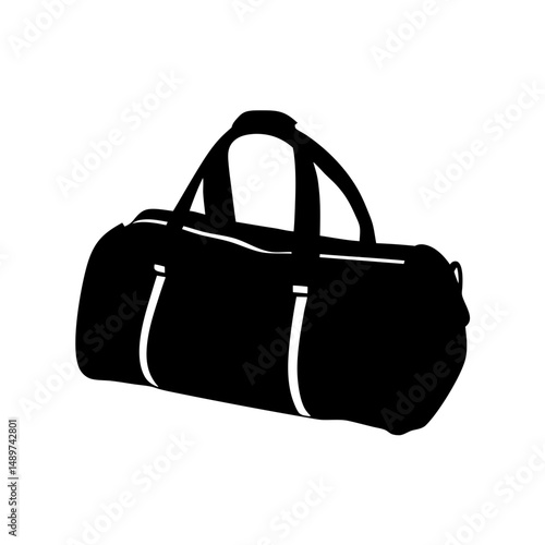 classic black duffel bag with handle black silhouette vector illustration