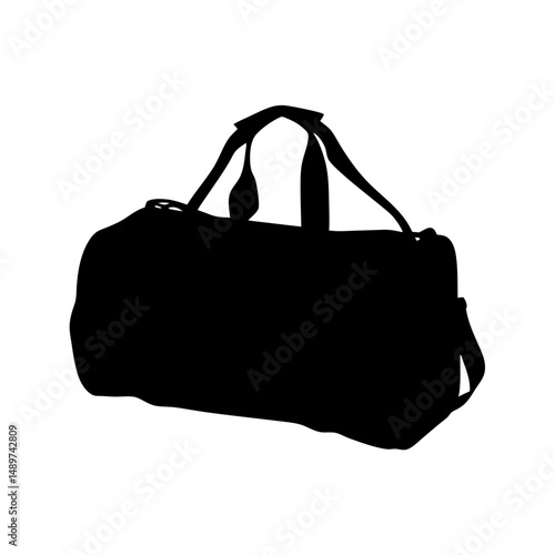 classic black duffel bag with handle black silhouette vector illustration