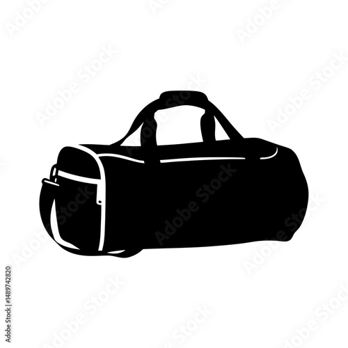 classic black duffel bag with handle black silhouette vector illustration