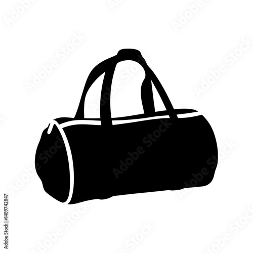 classic black duffel bag with handle black silhouette vector illustration