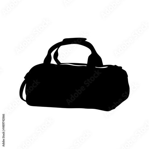 classic black duffel bag with handle black silhouette vector illustration