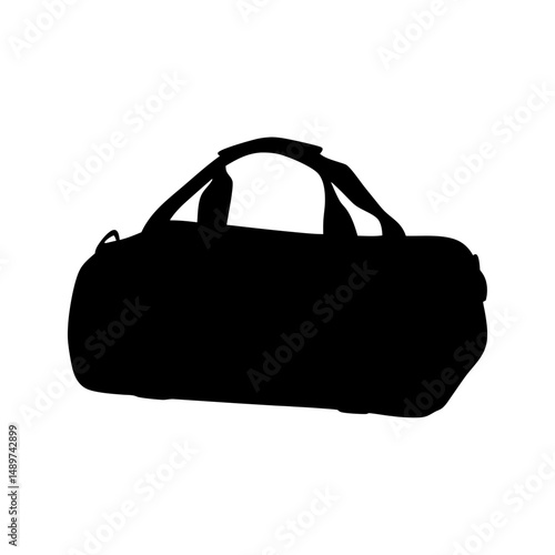 classic black duffel bag with handle black silhouette vector illustration