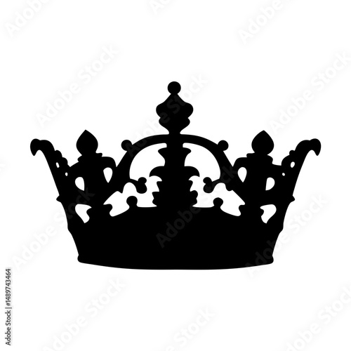crown black silhouette icon isolated on white background vector illustration