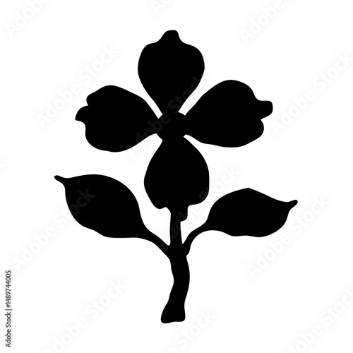 dogwood tree black silhouette vector illustration