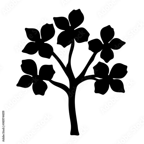 dogwood tree black silhouette vector illustration