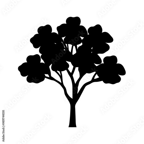 dogwood tree black silhouette vector illustration