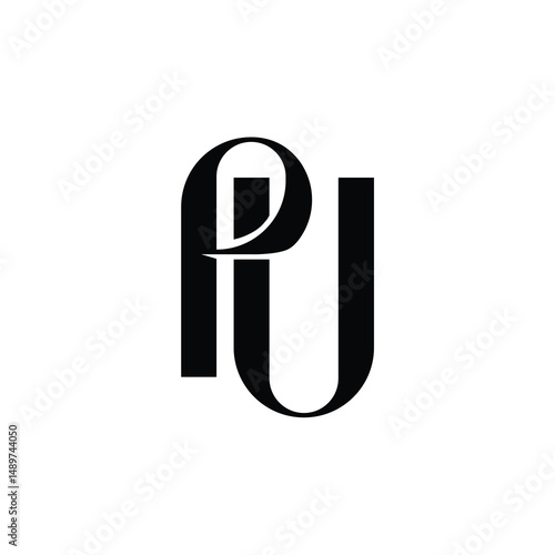 PU monogram logo design letter text name symbol monochrome logotype alphabet character simple logo