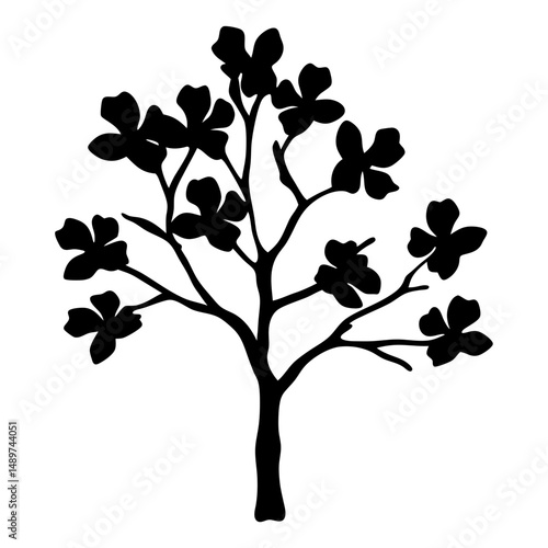 dogwood tree black silhouette vector illustration