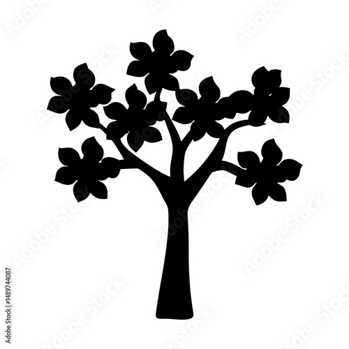 dogwood tree black silhouette vector illustration