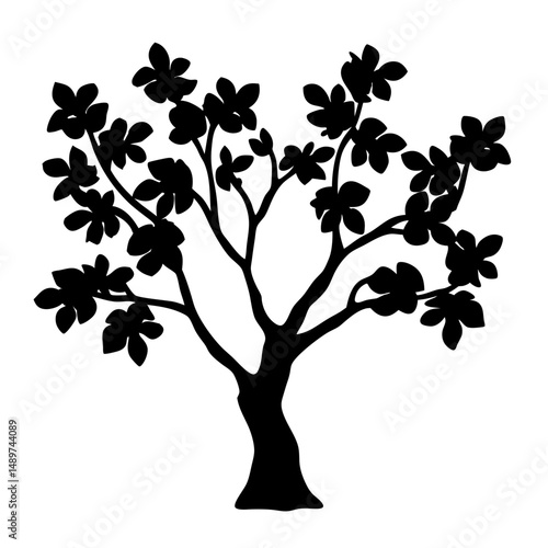 dogwood tree black silhouette vector illustration