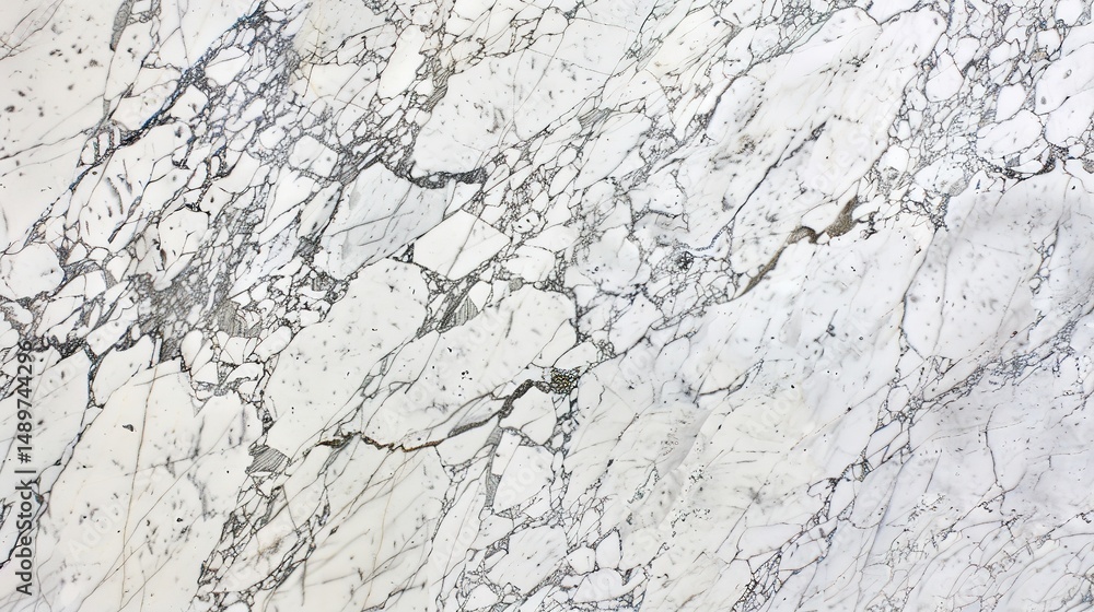 Fototapeta premium Close-up view of elegant luxury white Statuario marble texture showcasing intricate veining and smooth polished surface, ideal for high-end interior design, architectural projects,