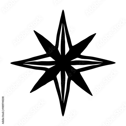 eight pointed star shape black silhouette vector illustration