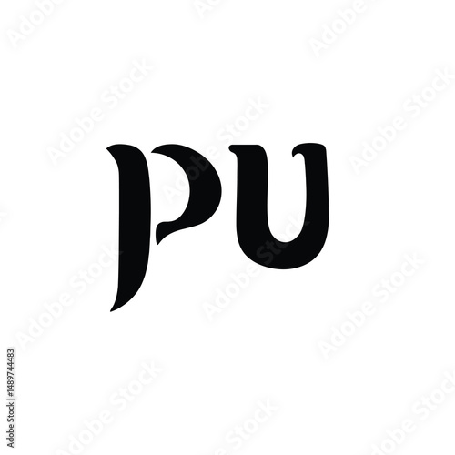 PU monogram logo design letter text name symbol monochrome logotype alphabet character simple logo