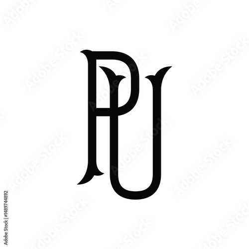 PU monogram logo design letter text name symbol monochrome logotype alphabet character simple logo