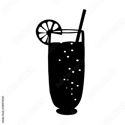 gin fizz black silhouette icon vector illustration