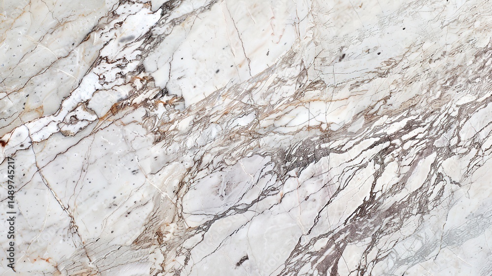 Fototapeta premium Close-up view of elegant luxury white Statuario marble texture showcasing intricate veining and smooth polished surface, ideal for high-end interior design, architectural projects, 