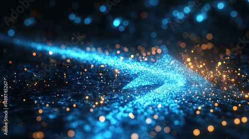 Guiding light of innovation with a path forward illuminated by sparks symbolizing progress and success with